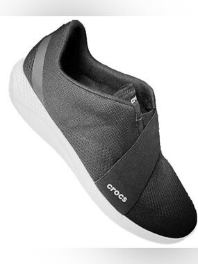 CROCS Men’s Black Slip-On Knit Sneaker with White Sole